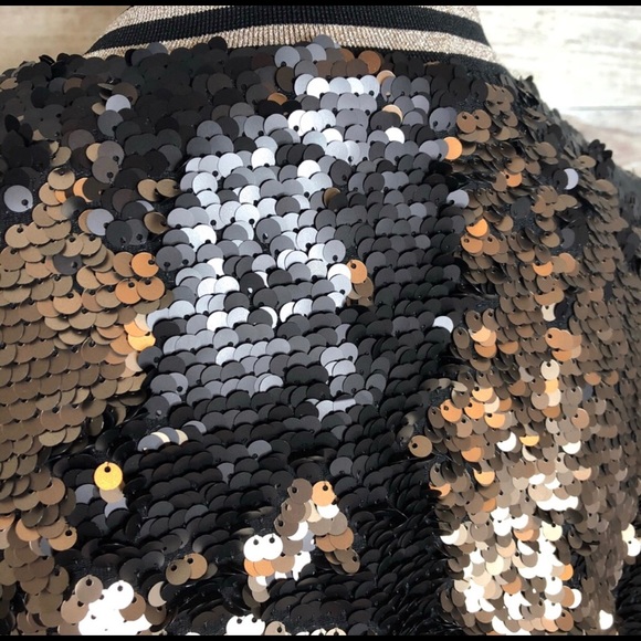 Torrid Matte Black Gold Sequin Bomber Jacket - Picture 5 of 8